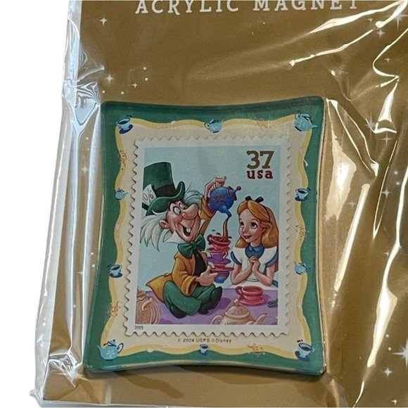 USPS The Art Of Disney Celebration Alice & Mad Hatter 37 Cent Stamp Magnet - Picture 1 of 6